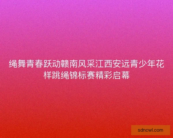 绳舞青春跃动赣南风采江西安远青少年花样跳绳锦标赛精彩启幕