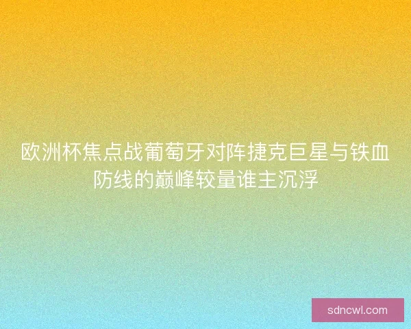 欧洲杯焦点战葡萄牙对阵捷克巨星与铁血防线的巅峰较量谁主沉浮